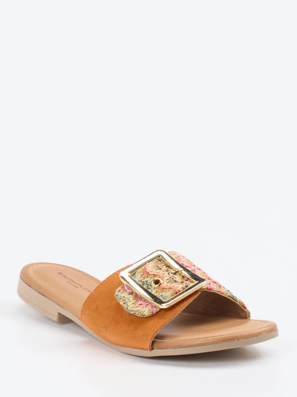 Konstantin Starke – Slides aus Veloursleder cognac-multicolor
