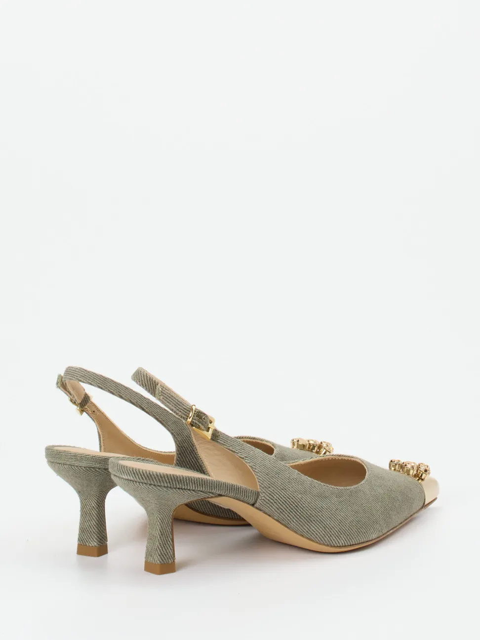 Konstantin Starke – Slingback-Pumps aus Textil Salbeigrün