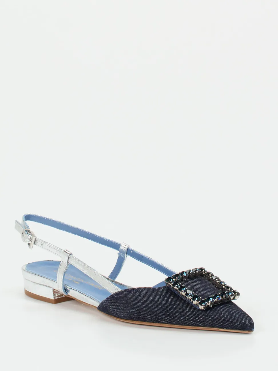 Konstantin Starke – Slingpumps aus Textil und Metallicleder