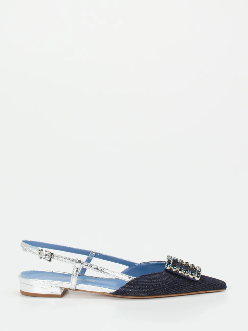Konstantin Starke – Slingpumps aus Textil und Metallicleder