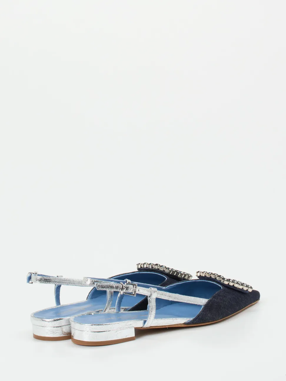 Konstantin Starke – Slingpumps aus Textil und Metallicleder
