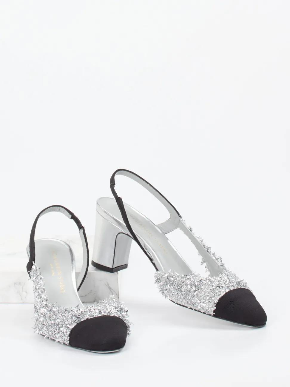 Konstantin Starke – Slingpumps aus Metallicleder Silber