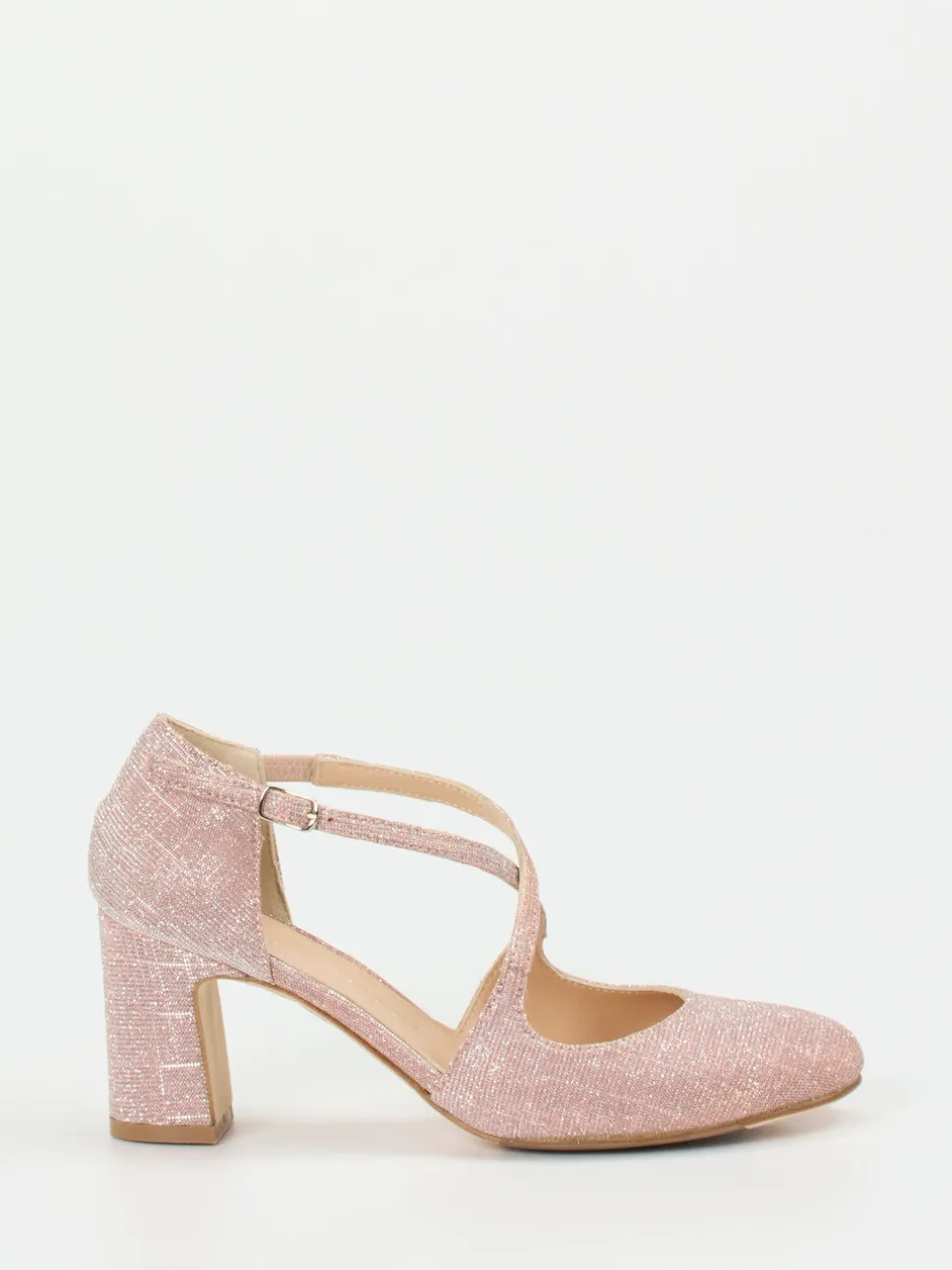 Konstantin Starke – Spangenpumps aus Glitzermaterial Roségold