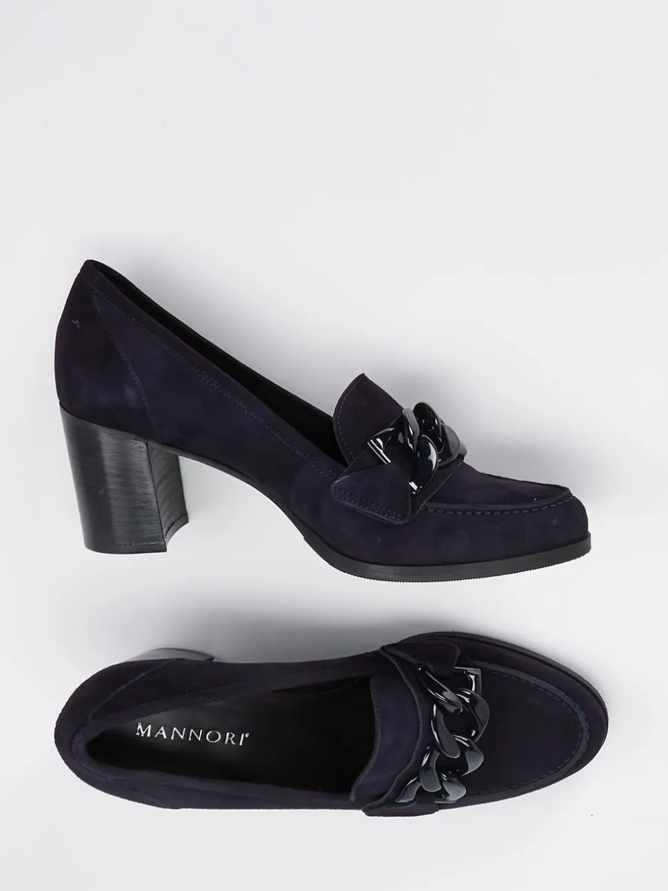 Mannori – Pumps aus Veloursleder in Dunkelblau