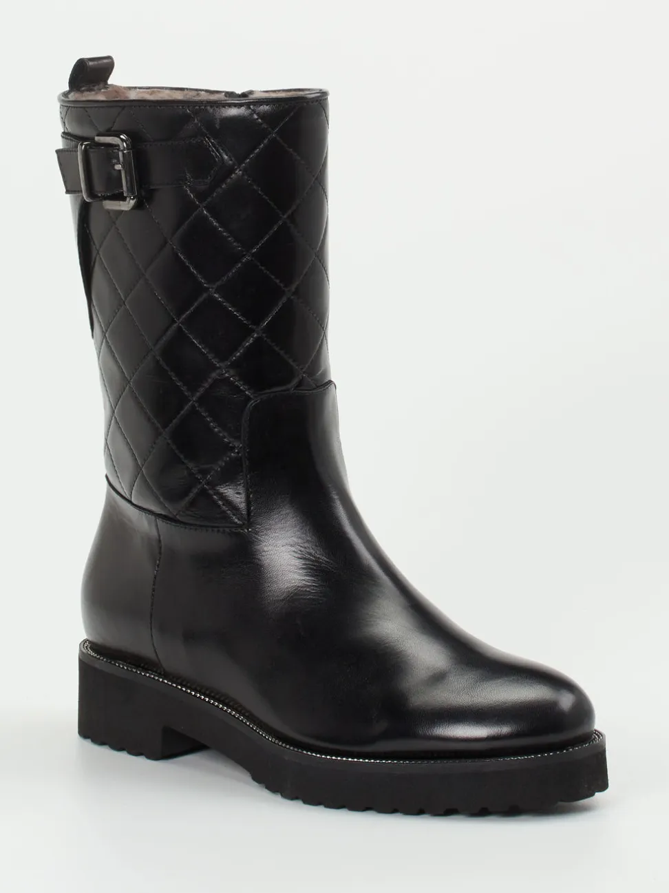 Mannori – Stiefel aus Lammleder mit Steppung Schwarz