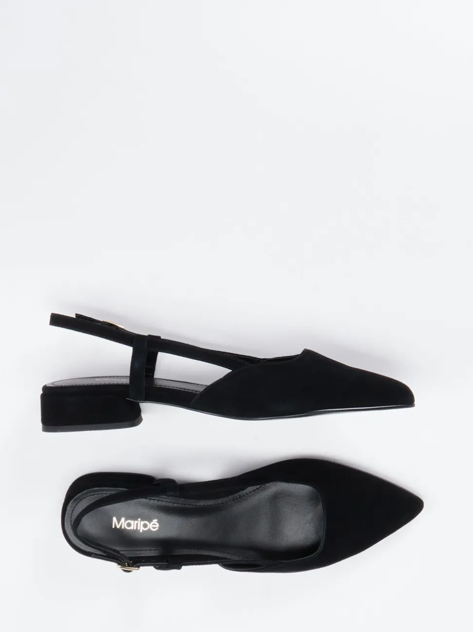 Maripé – Slingback-Ballerinas aus Veloursleder schwarz