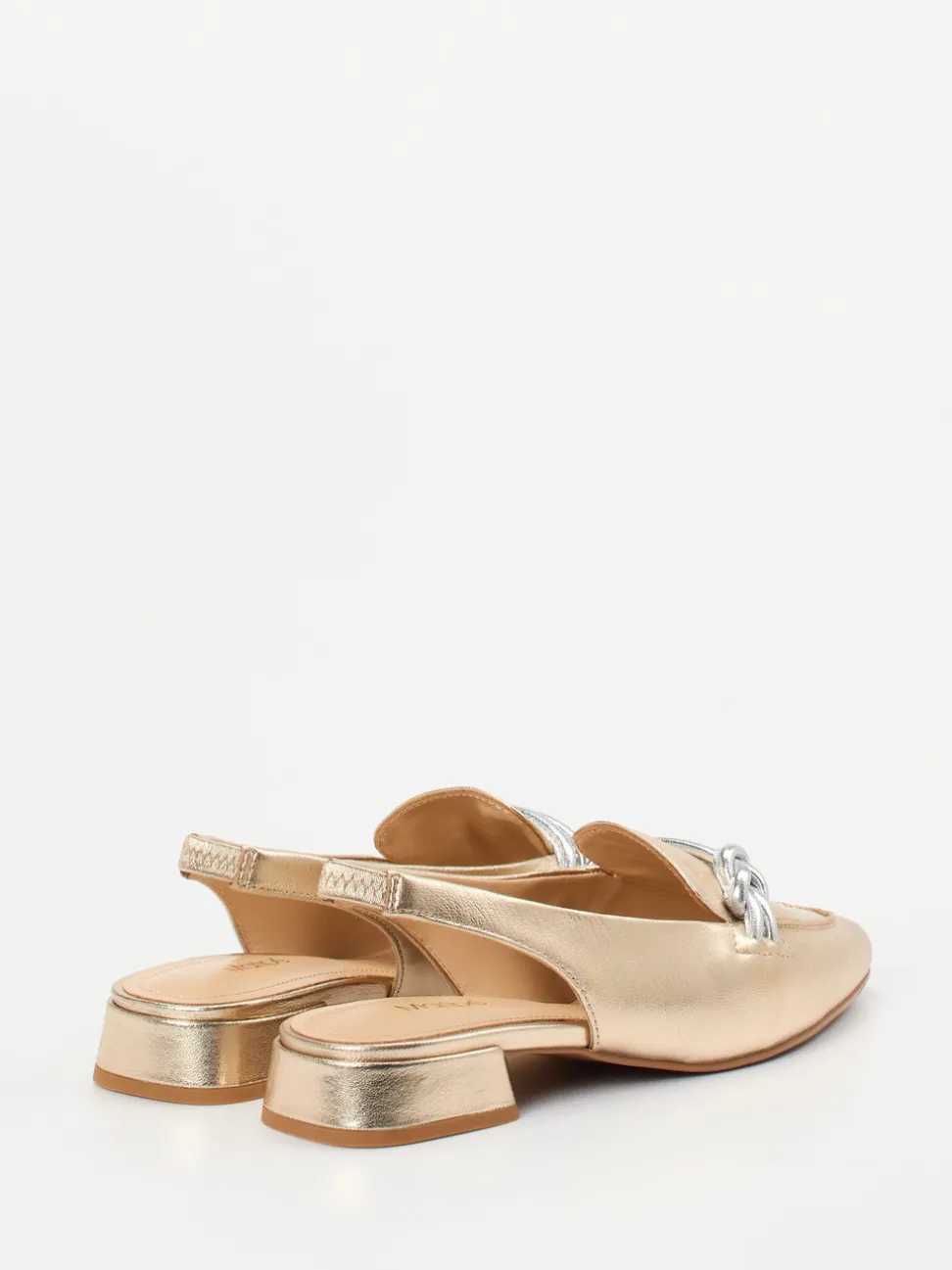 Maripé – Slingback-Loafer aus Metallicleder goldfarben