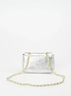 Marlon Firenze – Schultertasche aus Metallicleder Silber