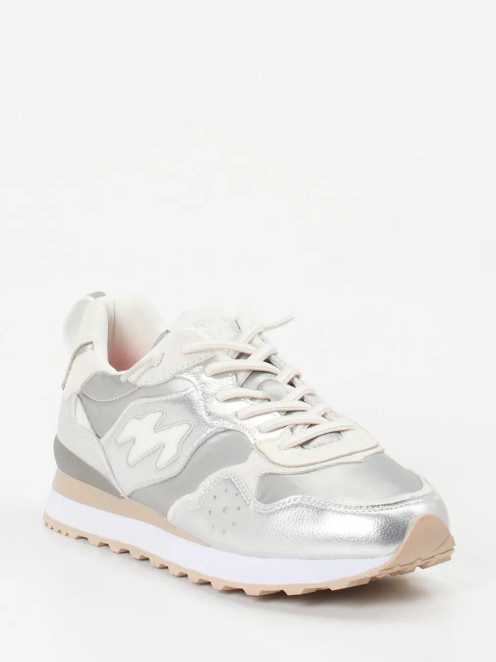 MRP – Retro-Sneaker aus Metallic Synthetikleder silber
