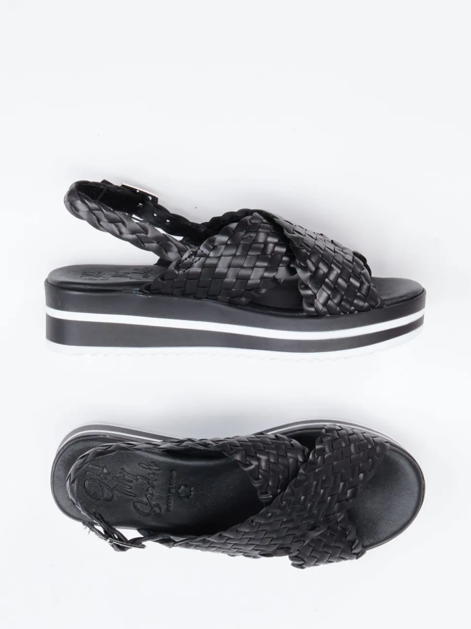 Oh!My Sandals – Plateau-Sandale aus Flechtleder Schwarz