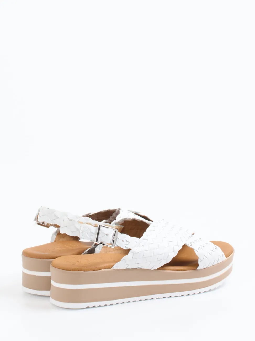 Oh!My Sandals – Plateau-Sandale aus Flechtleder Weiß