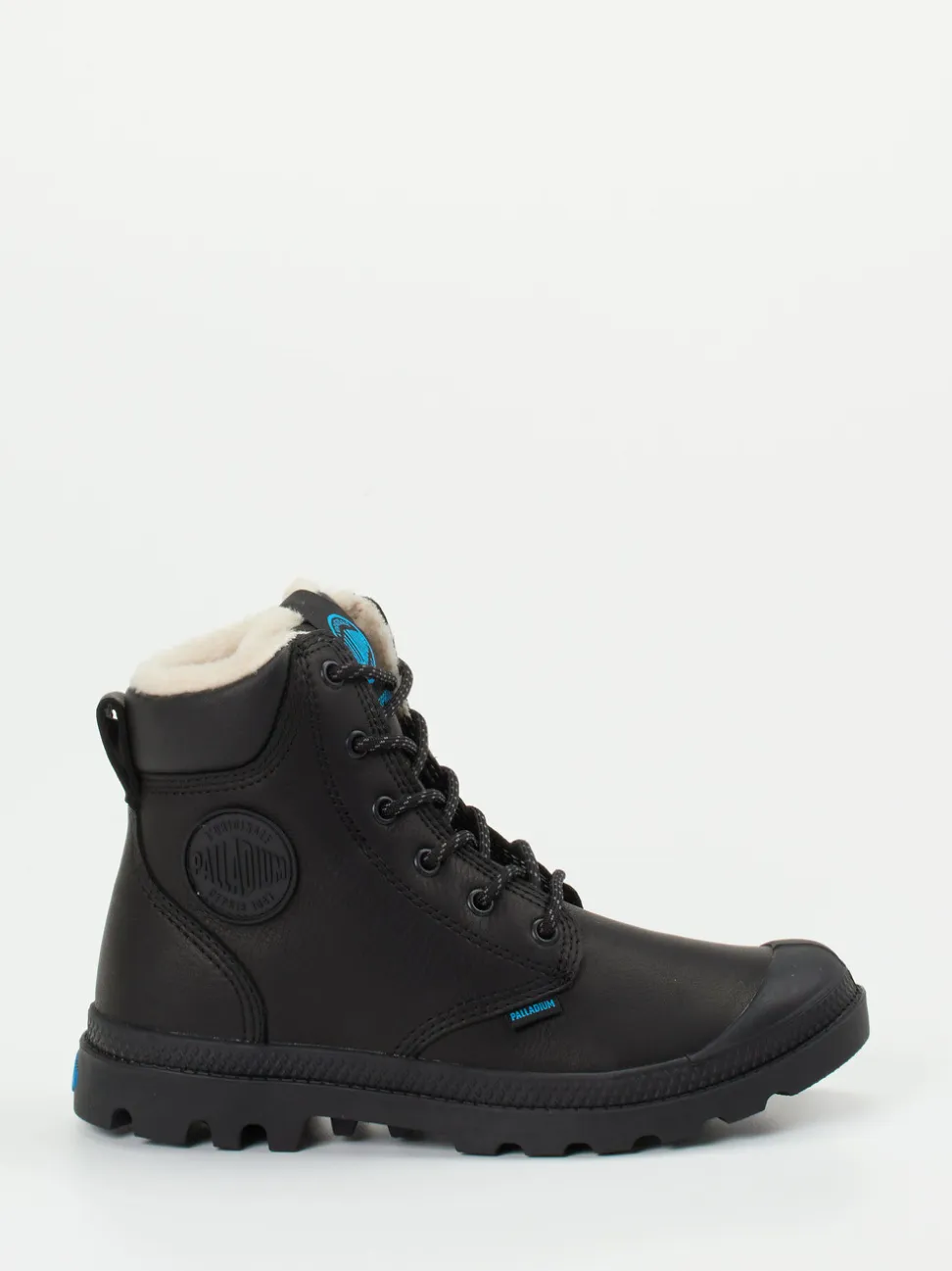Palladium – Schnürboots aus Fettleder Schwarz