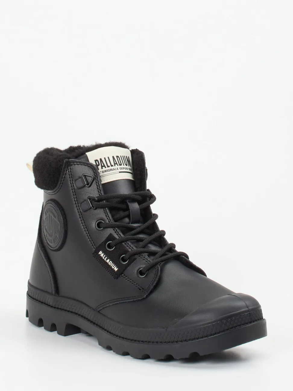 Palladium – Schnürboots aus Leder Schwarz gefüttert