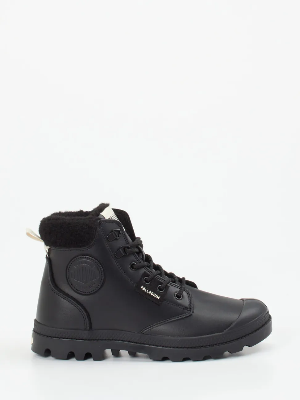 Palladium – Schnürboots aus Leder Schwarz gefüttert