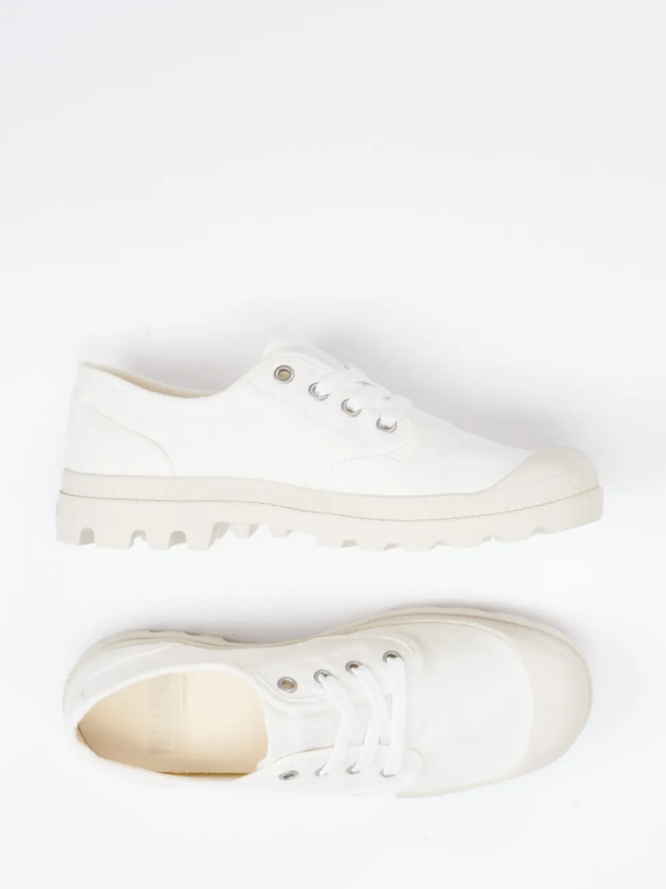 Palladium – Schnürschuhe aus Canvas in Off-White