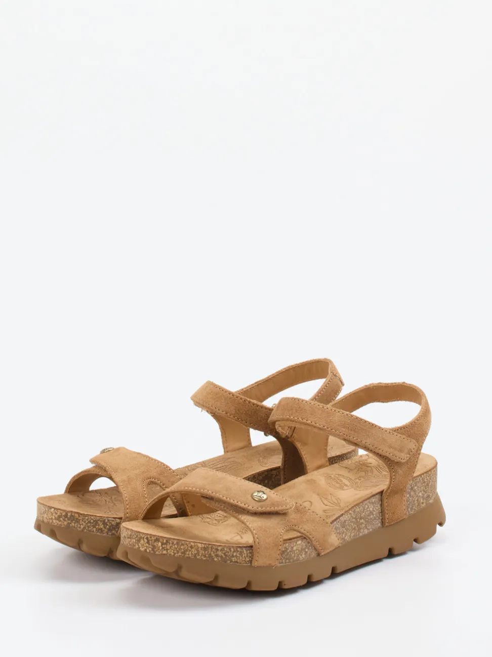 Panama Jack – Keilsandalette aus Veloursleder cognac