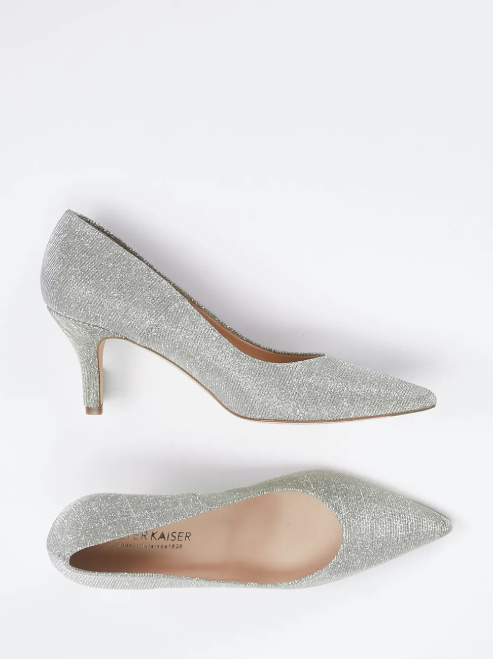 Peter Kaiser – Pumps aus Metallic-Textil Silber