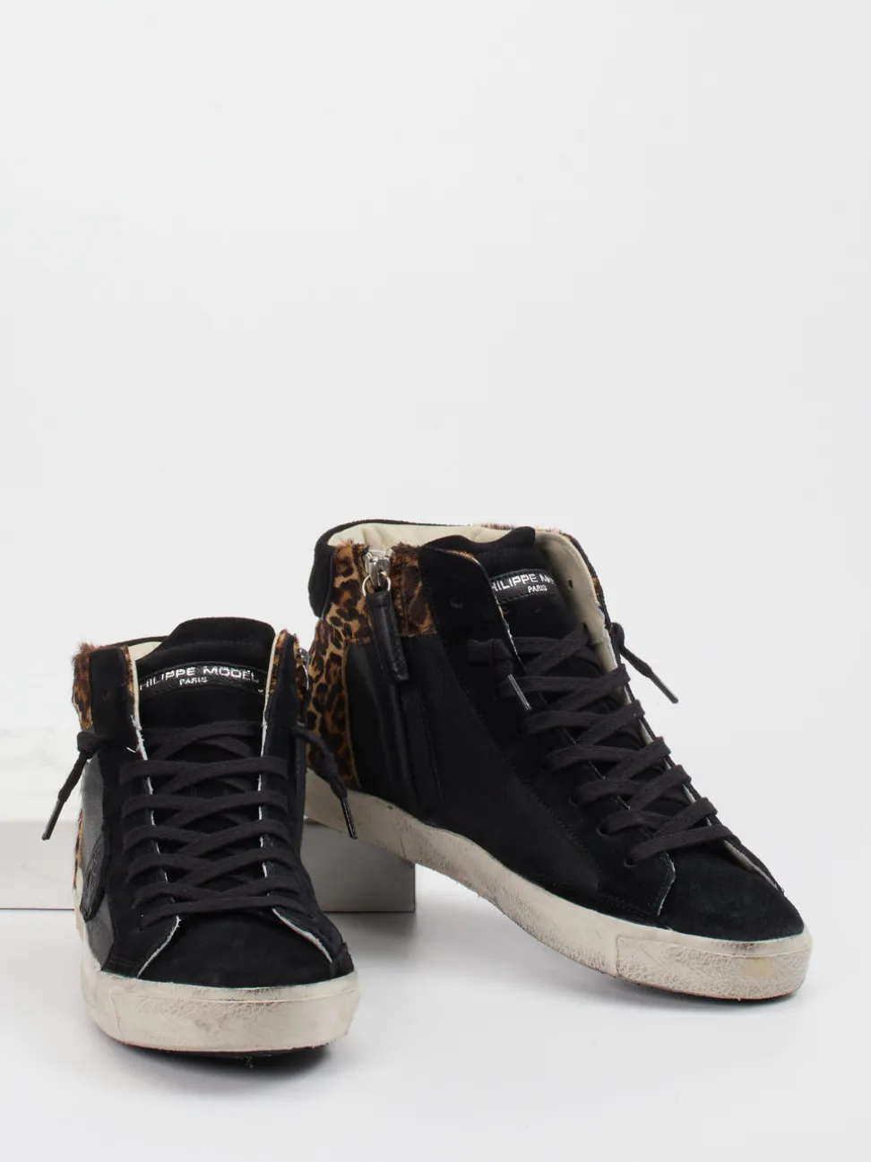 Philippe Model – High-Top Sneaker aus Veloursleder Schwarz