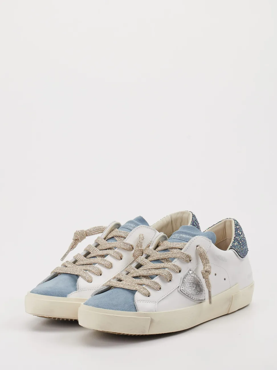 Philippe Model – Sneaker aus Metallicleder in Weiß