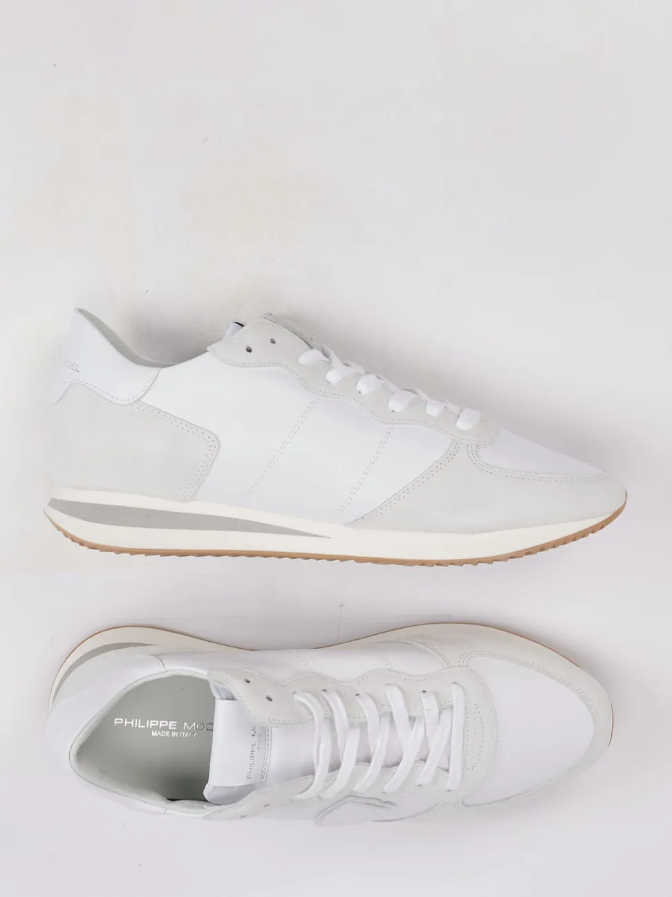 Philippe Model – Sneaker aus Veloursleder und Nappa weiß