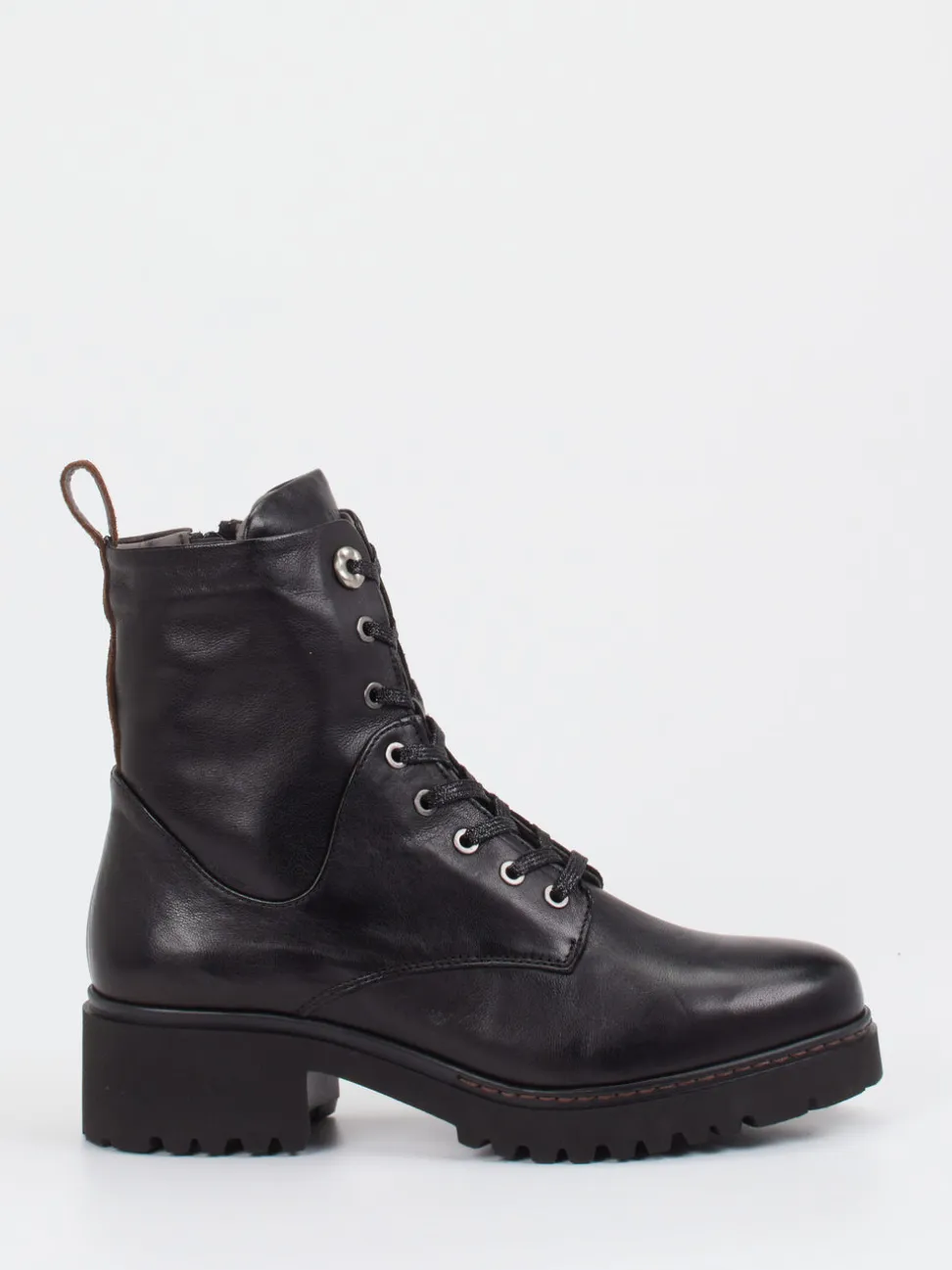 Piedi Nudi – Schnürstiefelette aus Kalbleder Schwarz