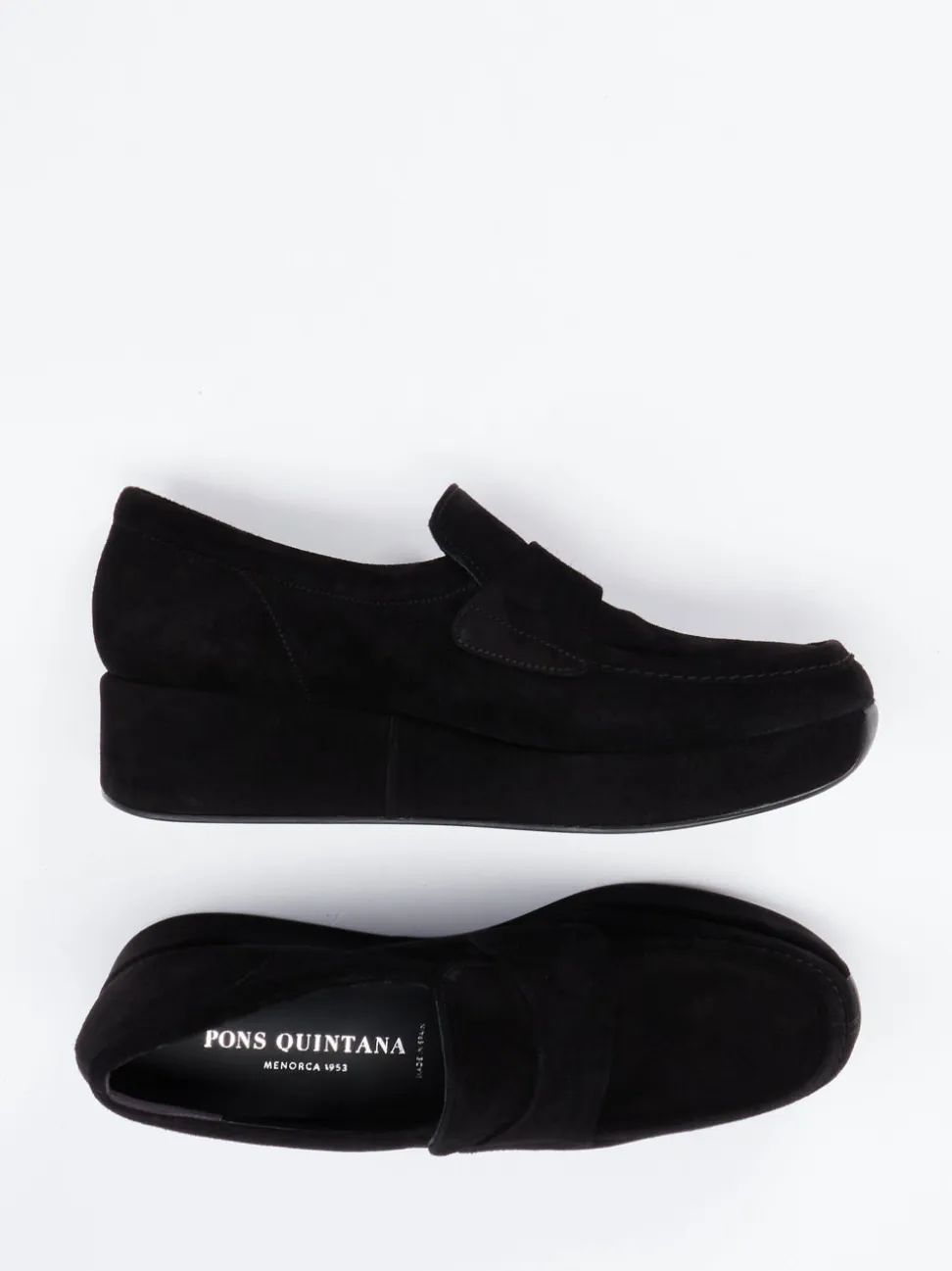 Pons Quintana – Plateau-Loafer aus Veloursleder schwarz
