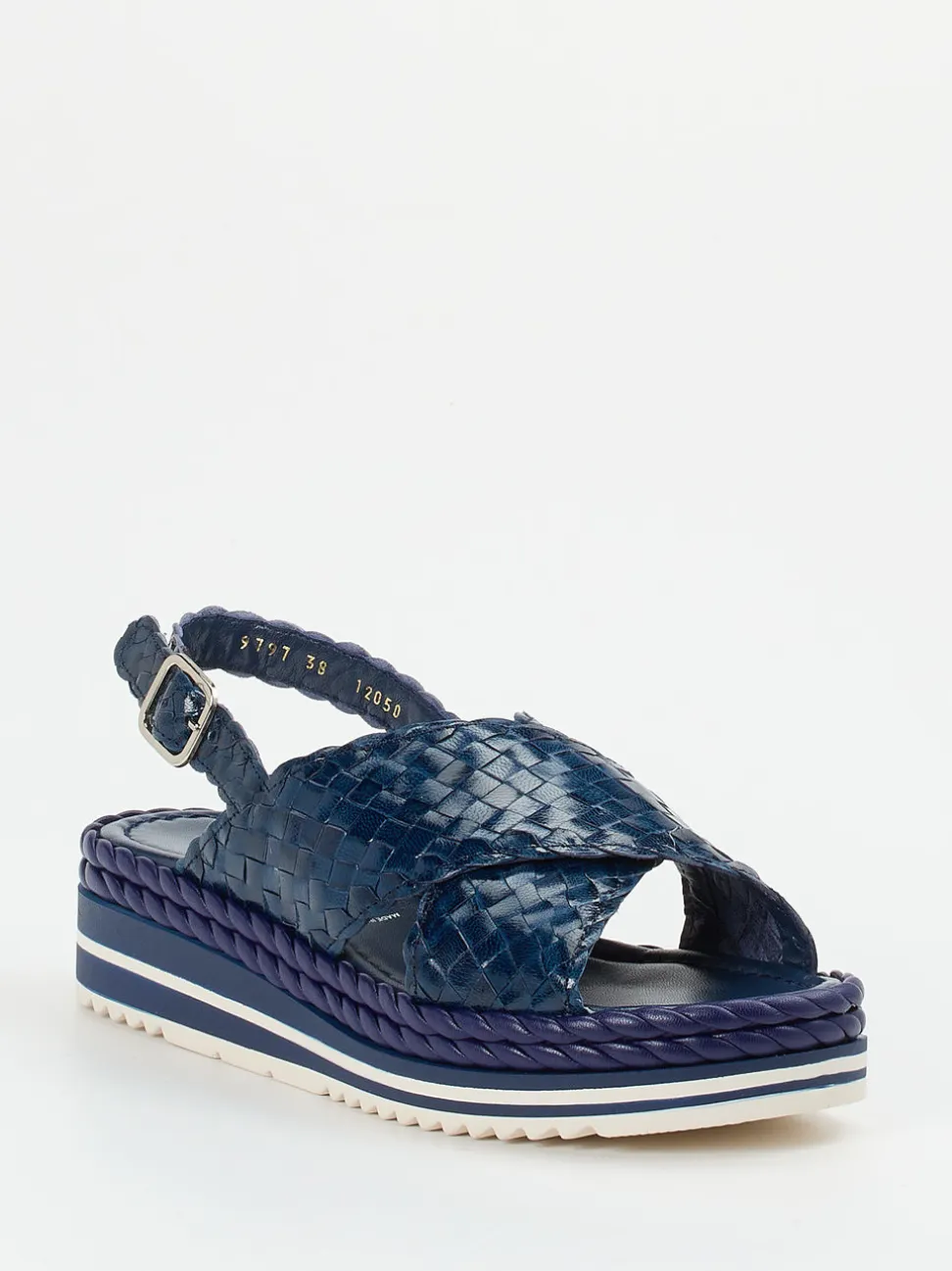 Pons Quintana – Plateau-Sandalen aus Flechtleder Marineblau