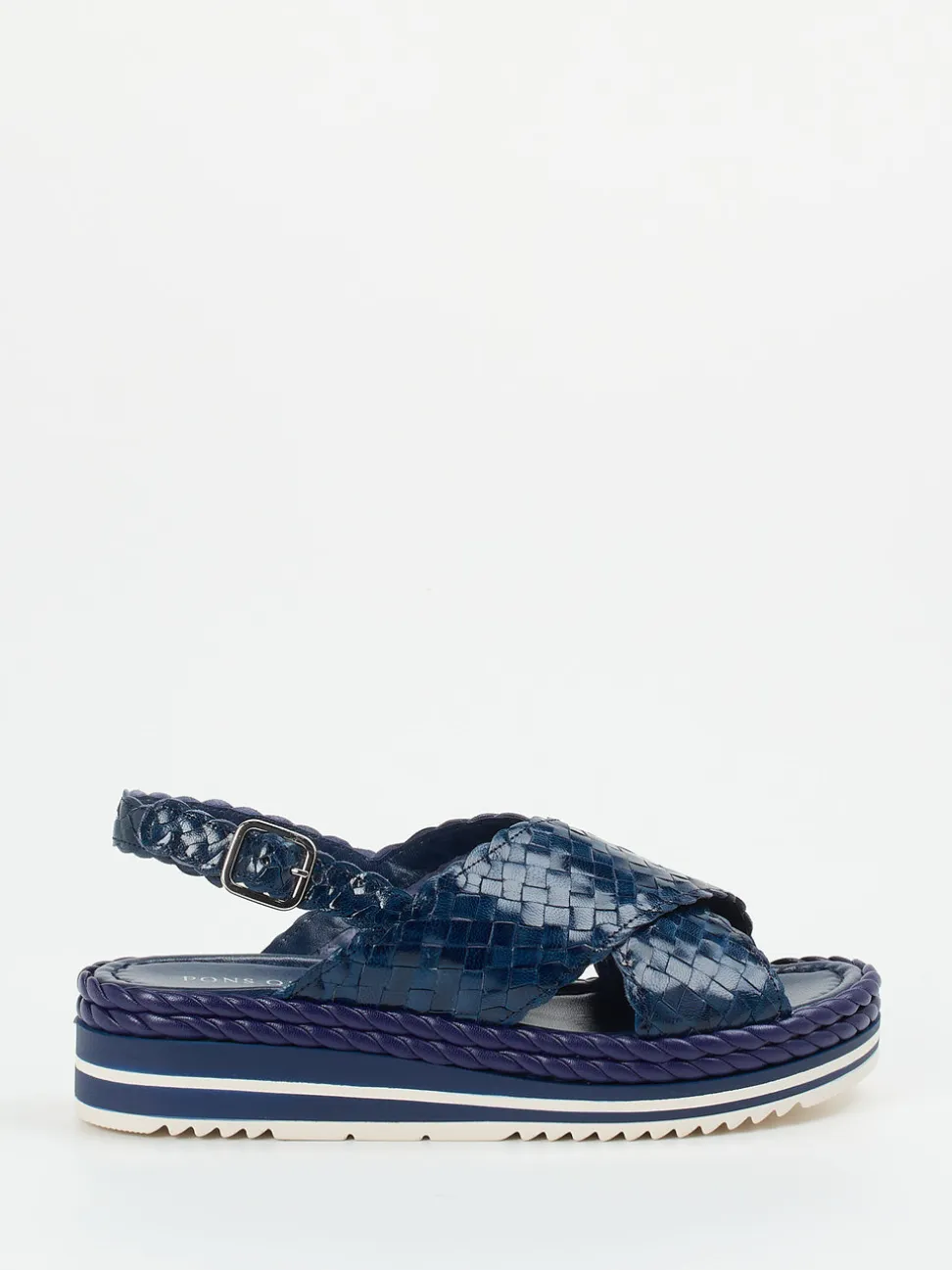 Pons Quintana – Plateau-Sandalen aus Flechtleder Marineblau