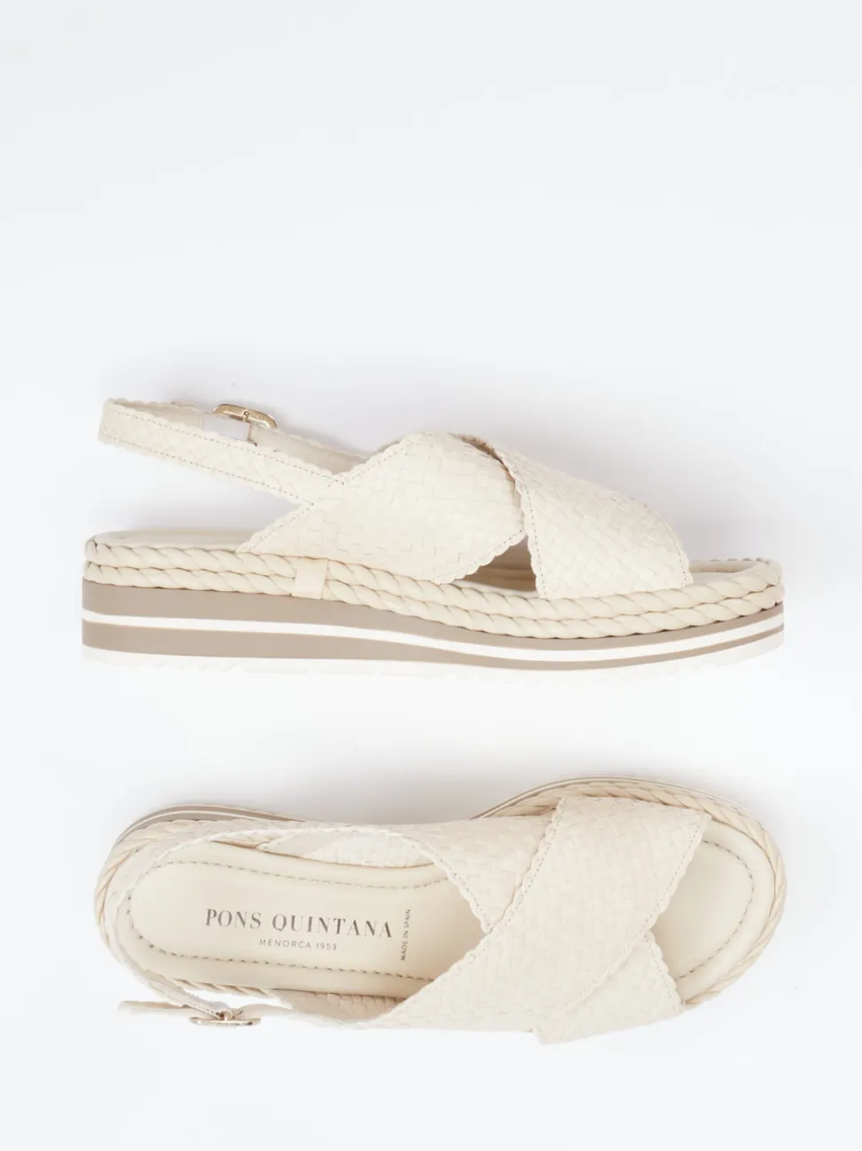 Pons Quintana – Plateau-Sandalette aus Ziegenleder creme