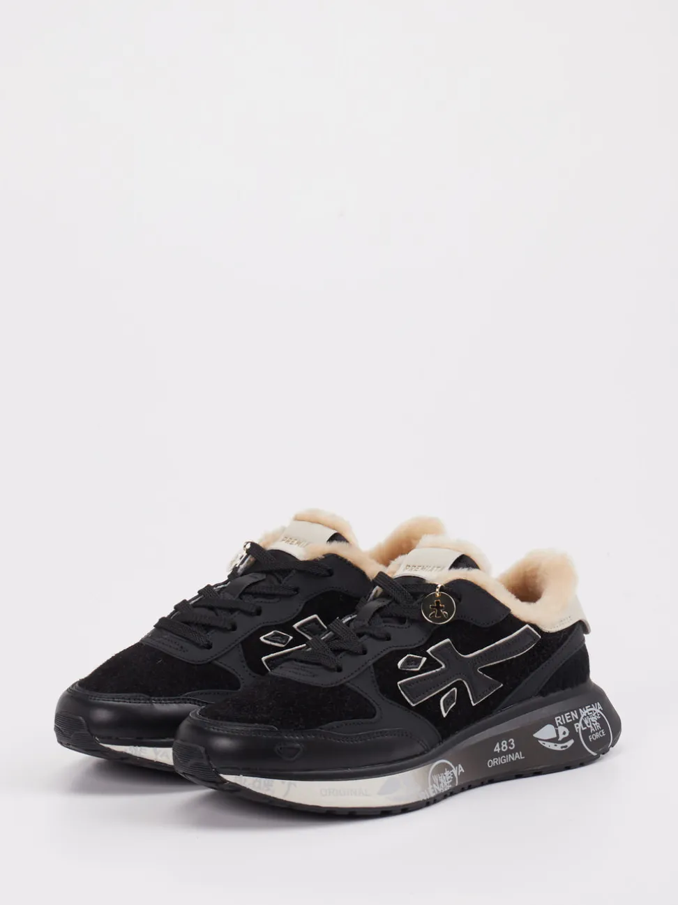 Premiata – Sneaker aus Veloursleder schwarz
