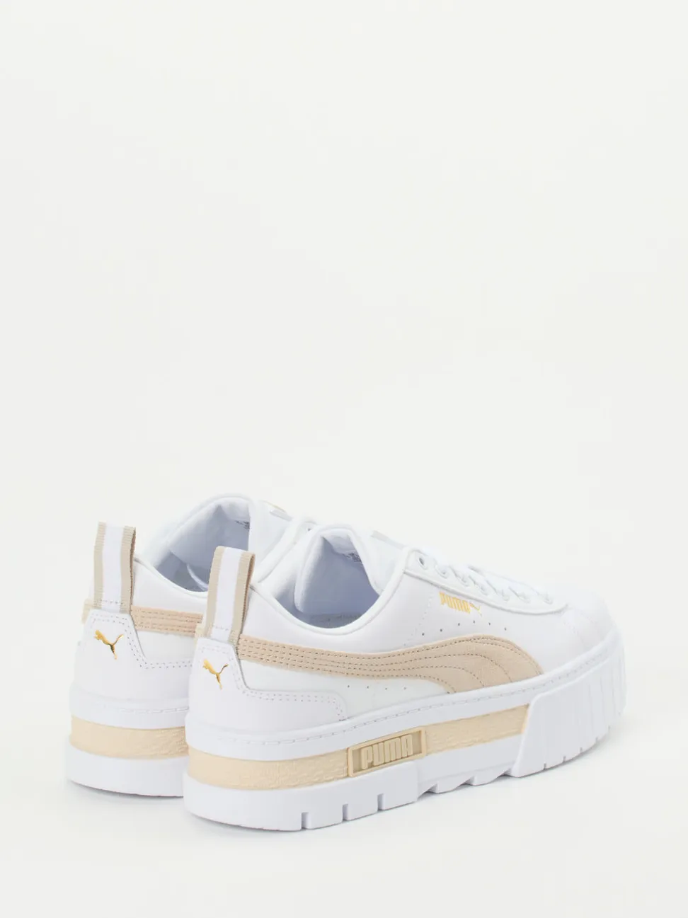 Puma – Plateau-Sneaker aus Leder Weiß-Beige