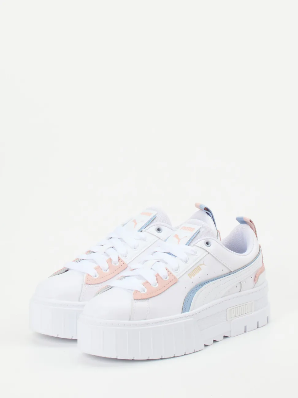 Puma – Sneaker aus Leder mit Plateausohle Weiß
