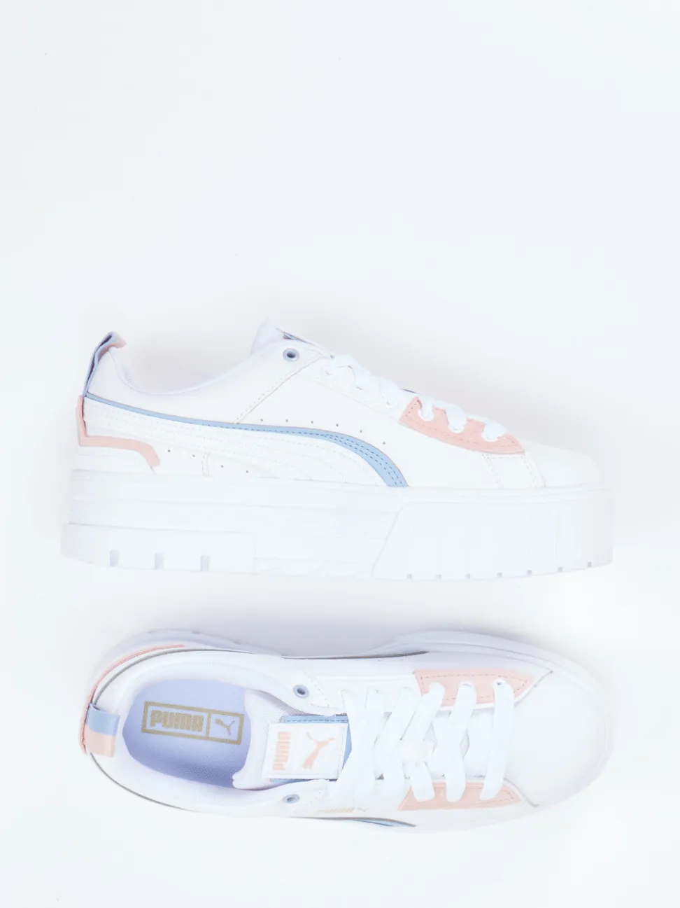 Puma – Sneaker aus Leder mit Plateausohle Weiß