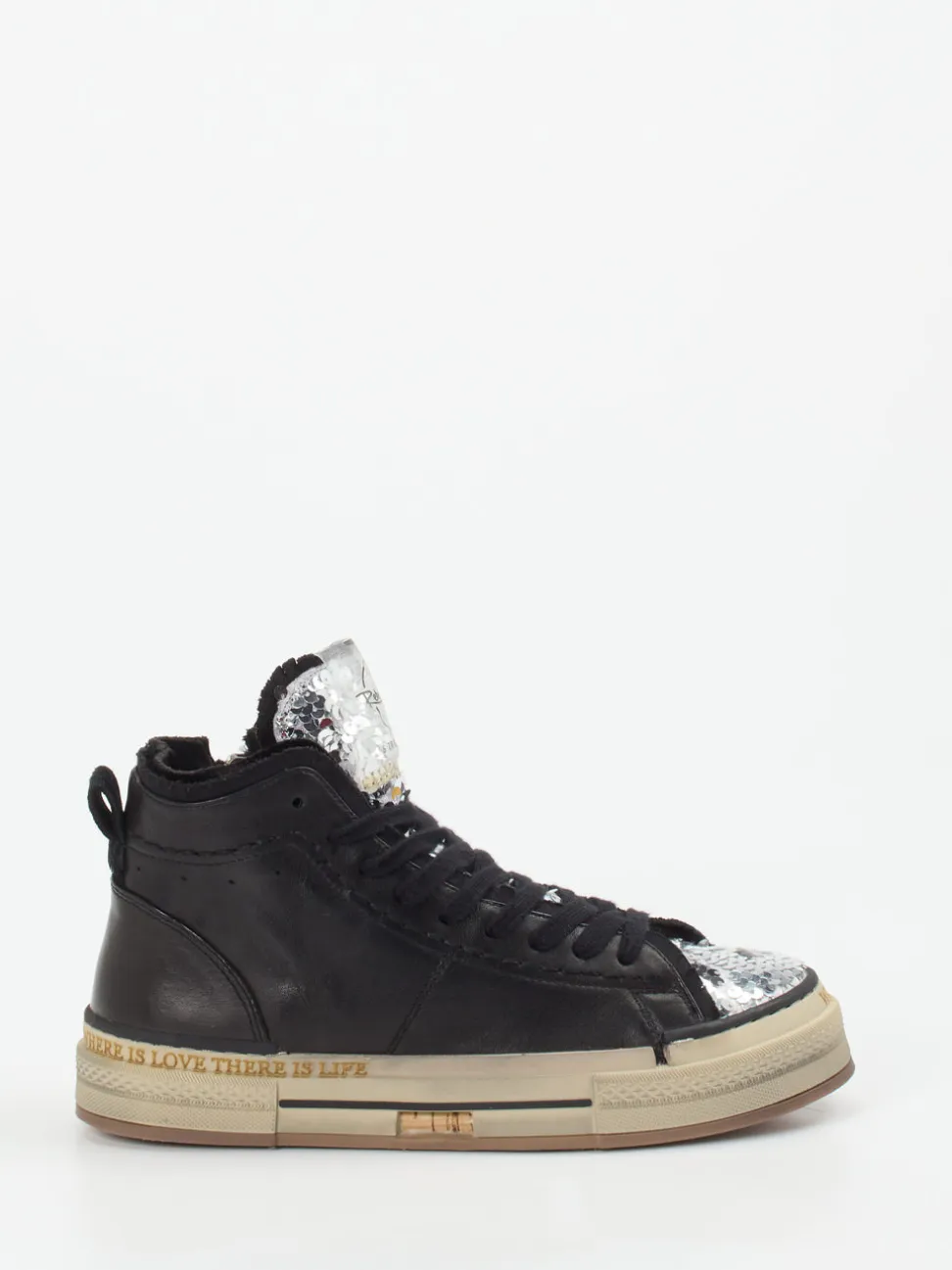 Rebecca White – High-Top Sneaker aus Metallicleder Schwarz