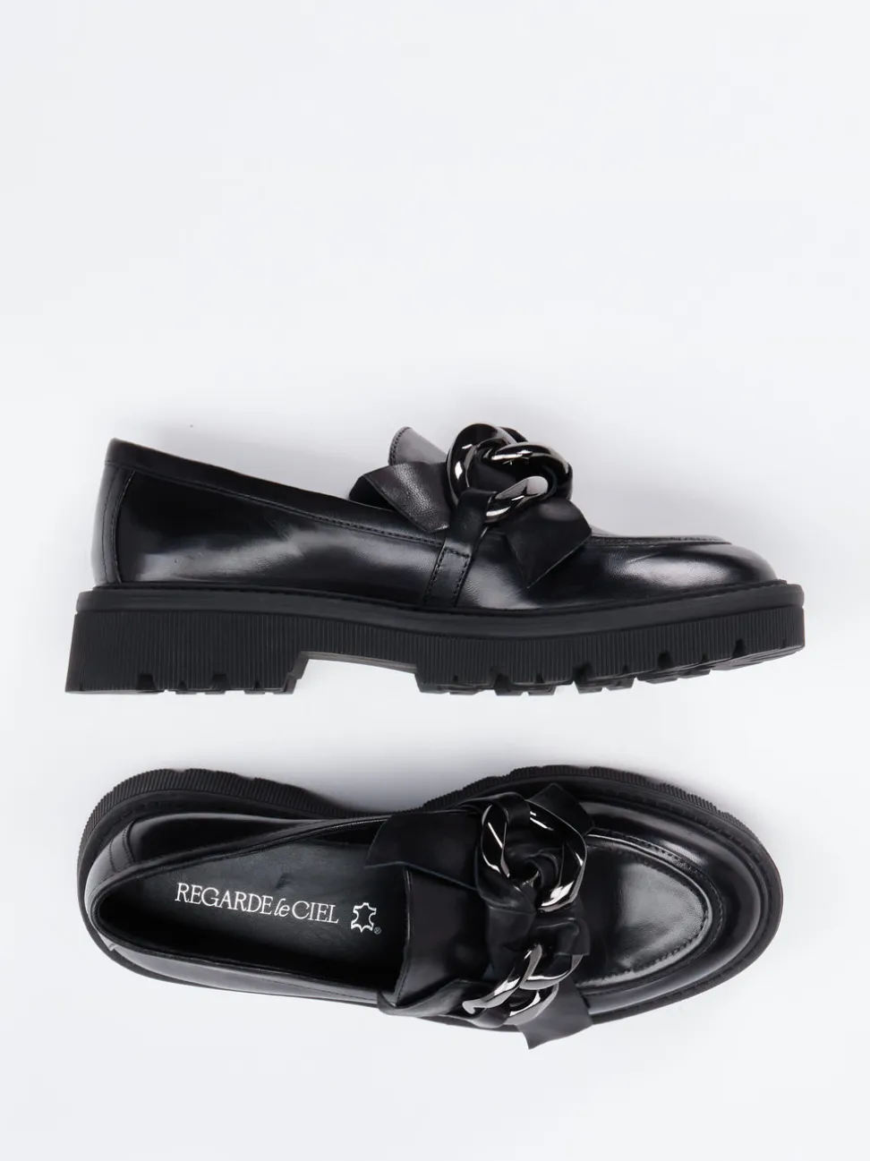 Regarde Le Ciel – Chunky-Loafer aus Lammleder Schwarz