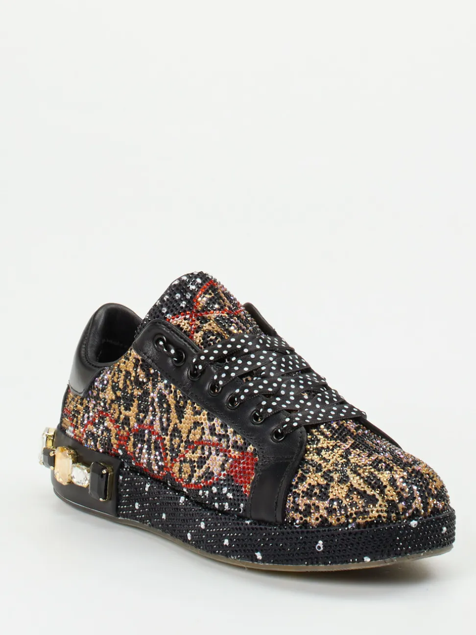 Rise – Sneaker aus Metallicleder mit Animalprint