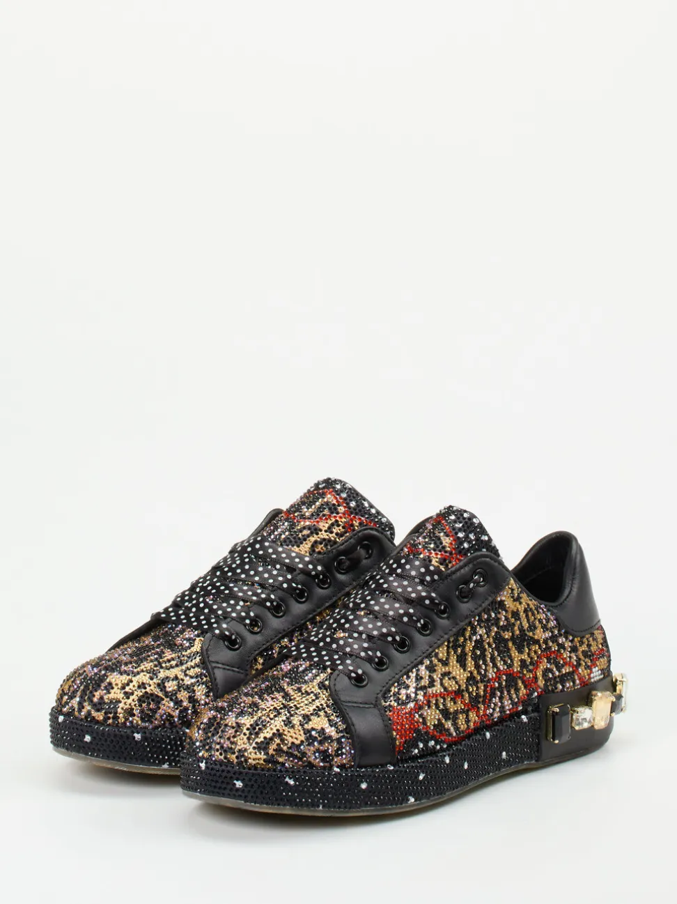 Rise – Sneaker aus Metallicleder mit Animalprint