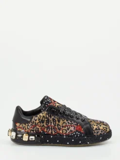 Rise – Sneaker aus Metallicleder mit Animalprint