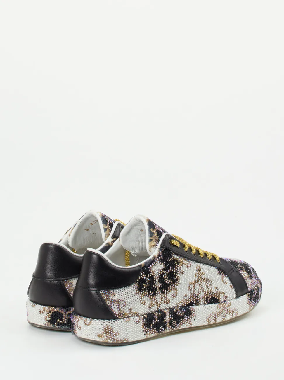 Rise – Sneaker aus Metallicleder mit Strassbesatz