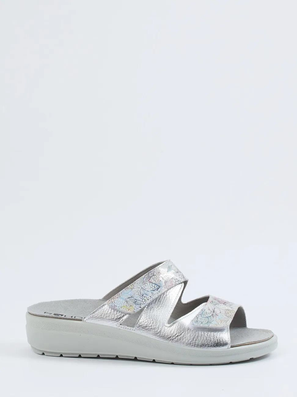 Rohde – Komfort-Pantolette aus Metallicleder silber
