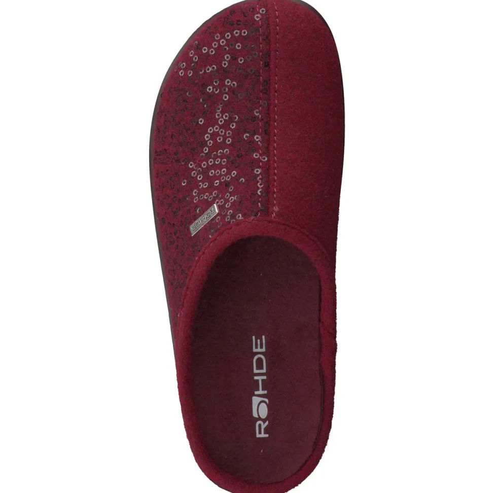 Rohde – Pantoffel aus Textil mit Pailletten Bordeaux