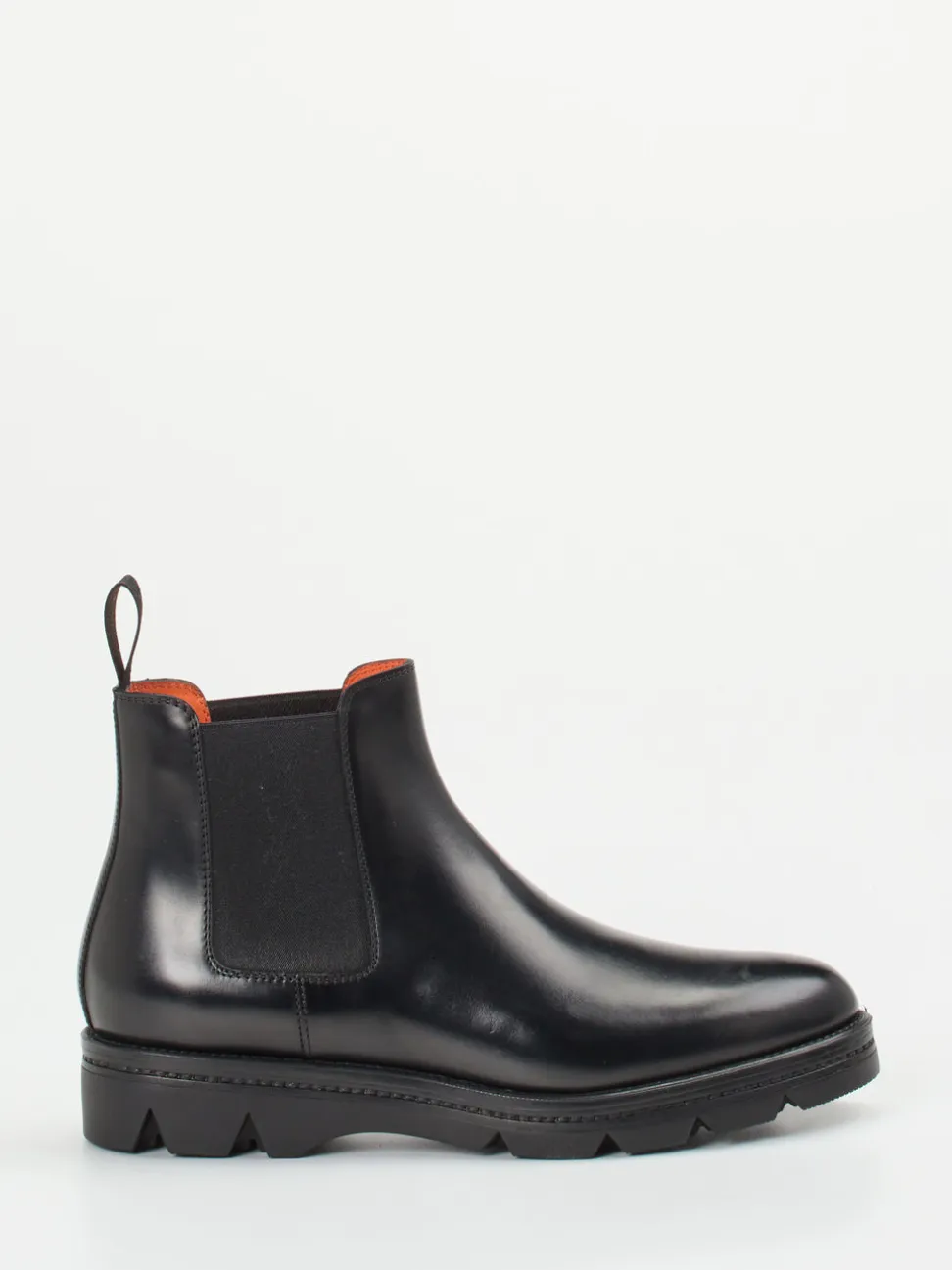 Santoni – Chelsea Boots aus Hochglanzleder schwarz