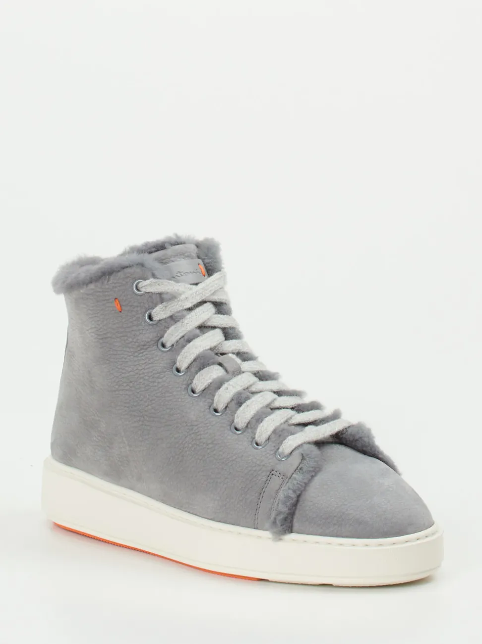 Santoni – High-Top-Sneaker aus Nubukleder hellgrau