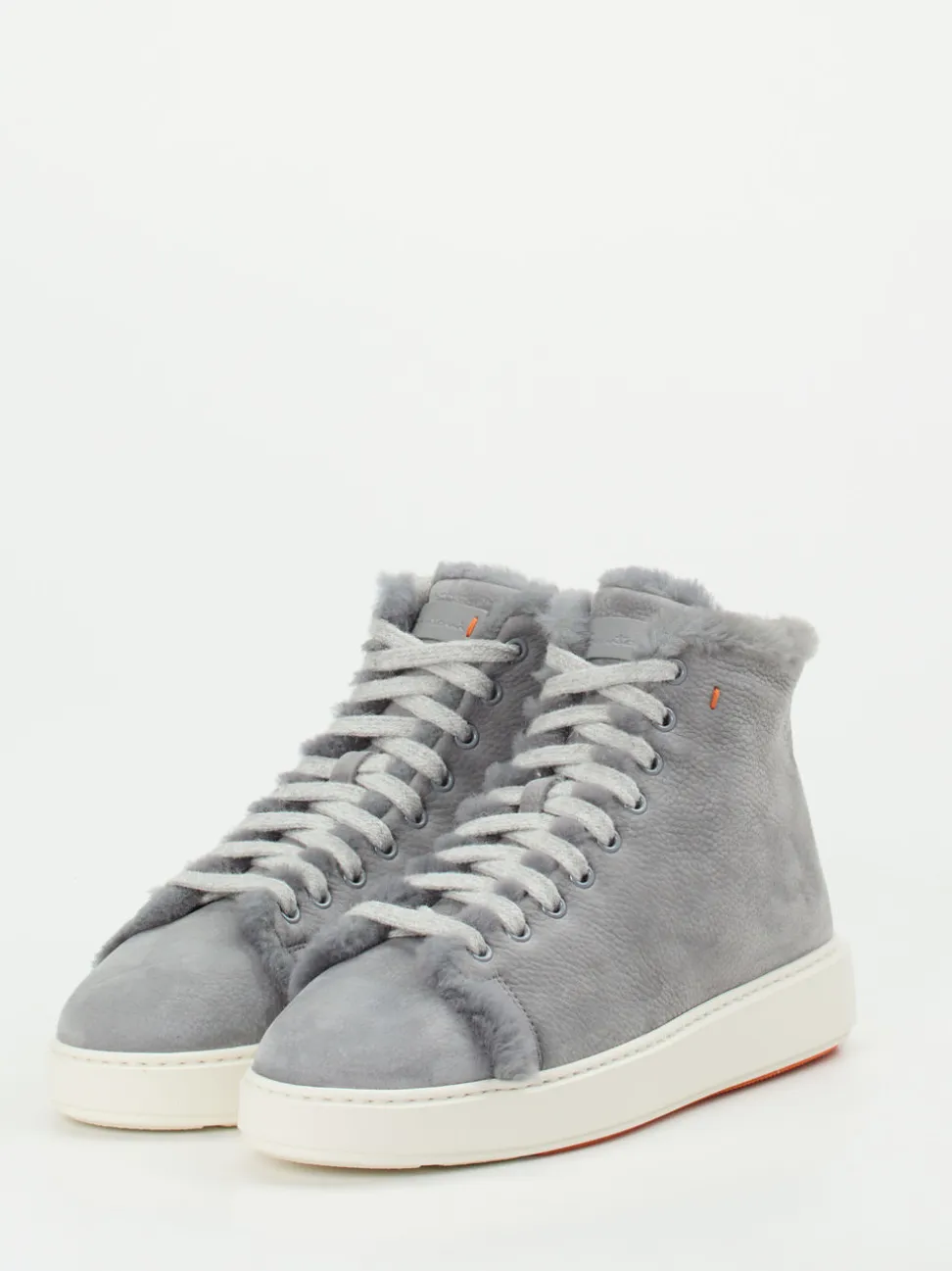 Santoni – High-Top-Sneaker aus Nubukleder hellgrau