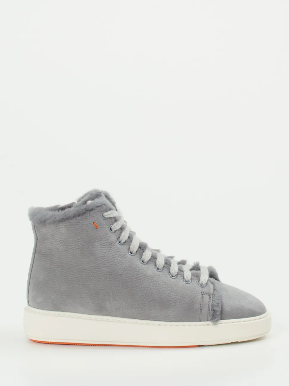 Santoni – High-Top-Sneaker aus Nubukleder hellgrau