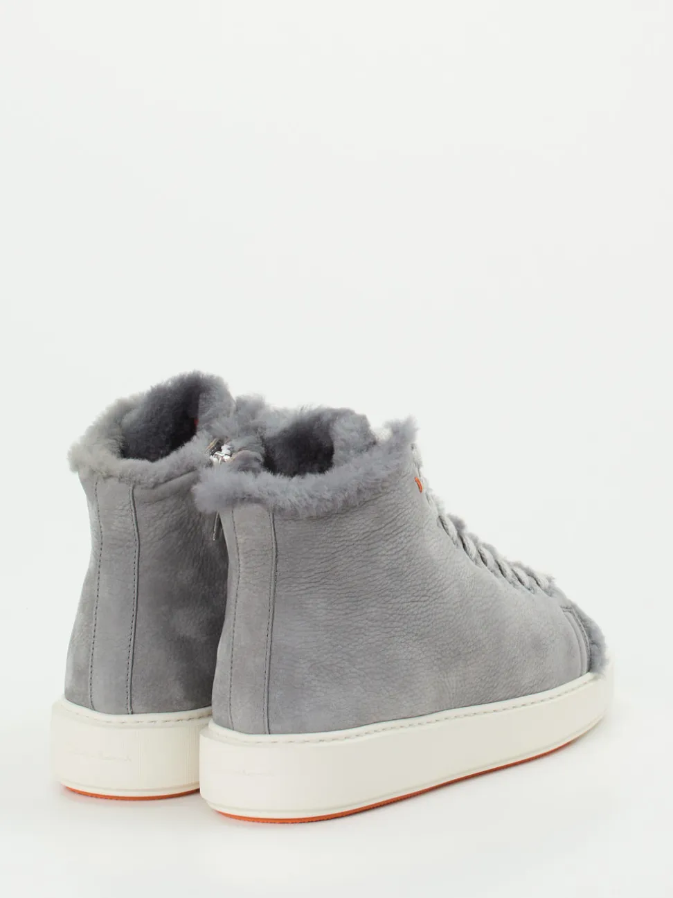Santoni – High-Top-Sneaker aus Nubukleder hellgrau