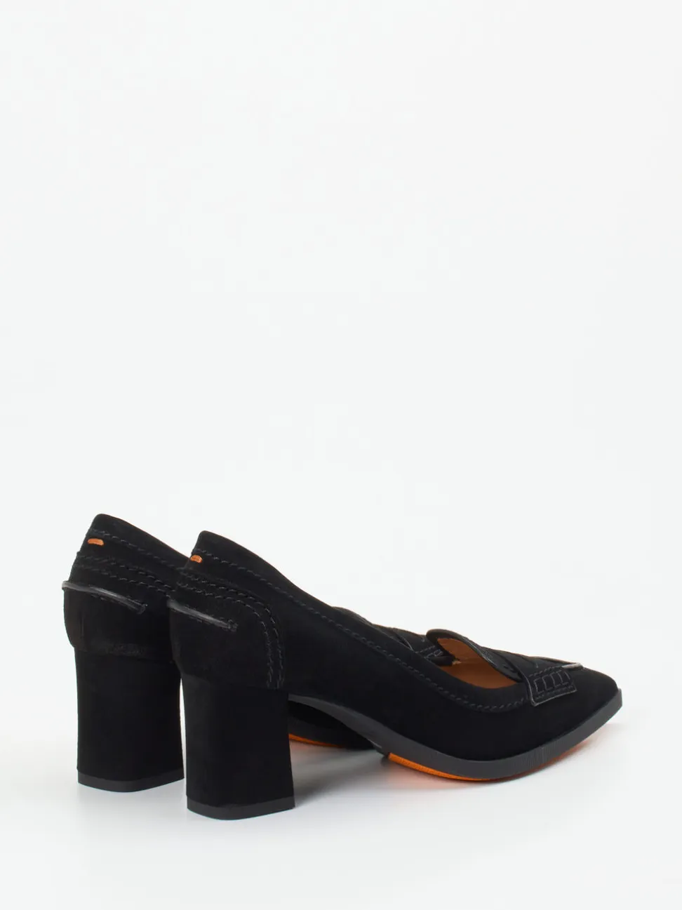 Santoni – Loafer-Pumps aus Veloursleder Schwarz
