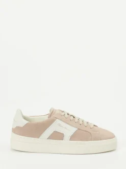 Santoni – Low-Top Sneaker aus Veloursleder Sandbeige