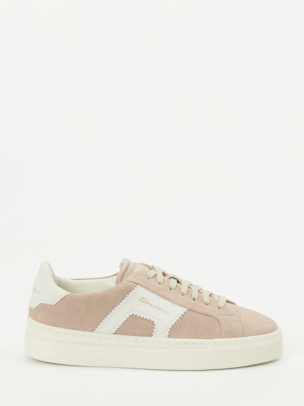 Santoni – Low-Top Sneaker aus Veloursleder Sandbeige