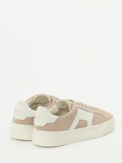 Santoni – Low-Top Sneaker aus Veloursleder Sandbeige